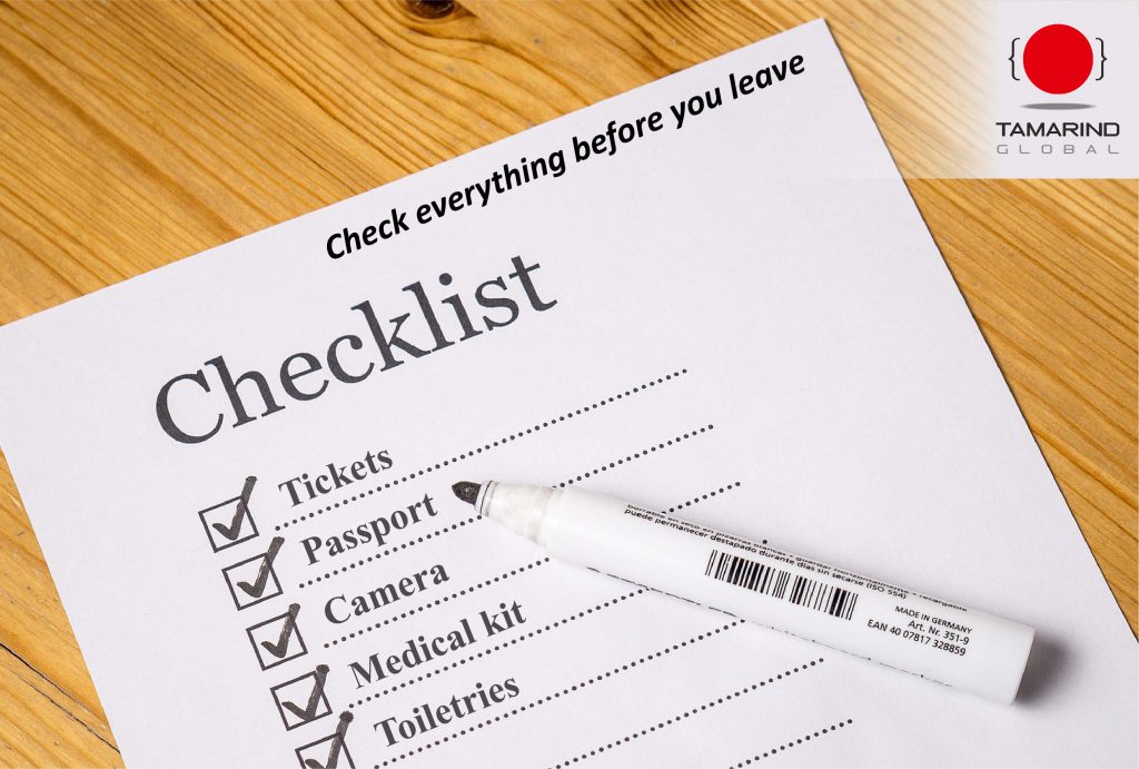 Checklist For Travelling